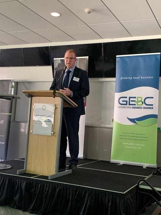 Ben Morton MP addresses Gosford Erina Chamber members on Federal Budget Ben Morton MP addresses Gosford Erina Chamber members on Federal Budget